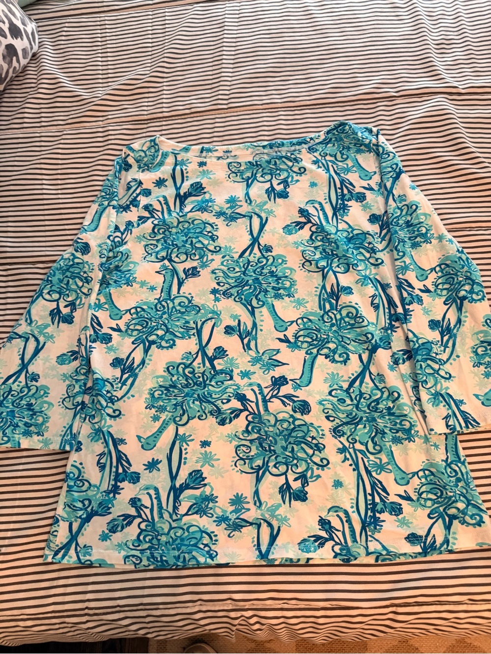 Lilly Pulitzer Aqua & Turquoise Floral Boatneck Tunic